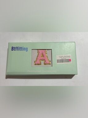 Personalized Cosmetic Bag with Pink 'A' Patch